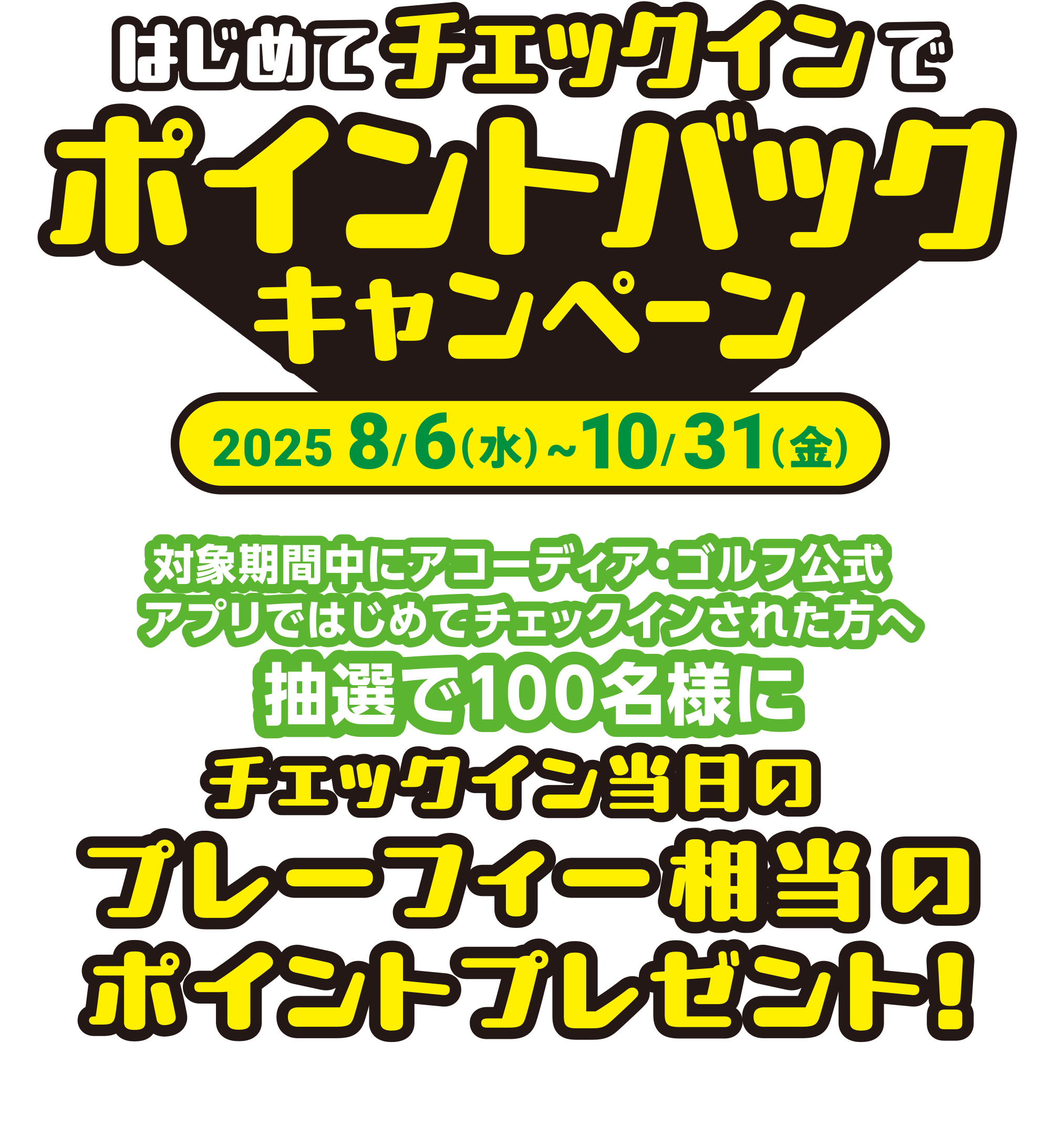 はじめてチェックインでポイントバックキャンペーン