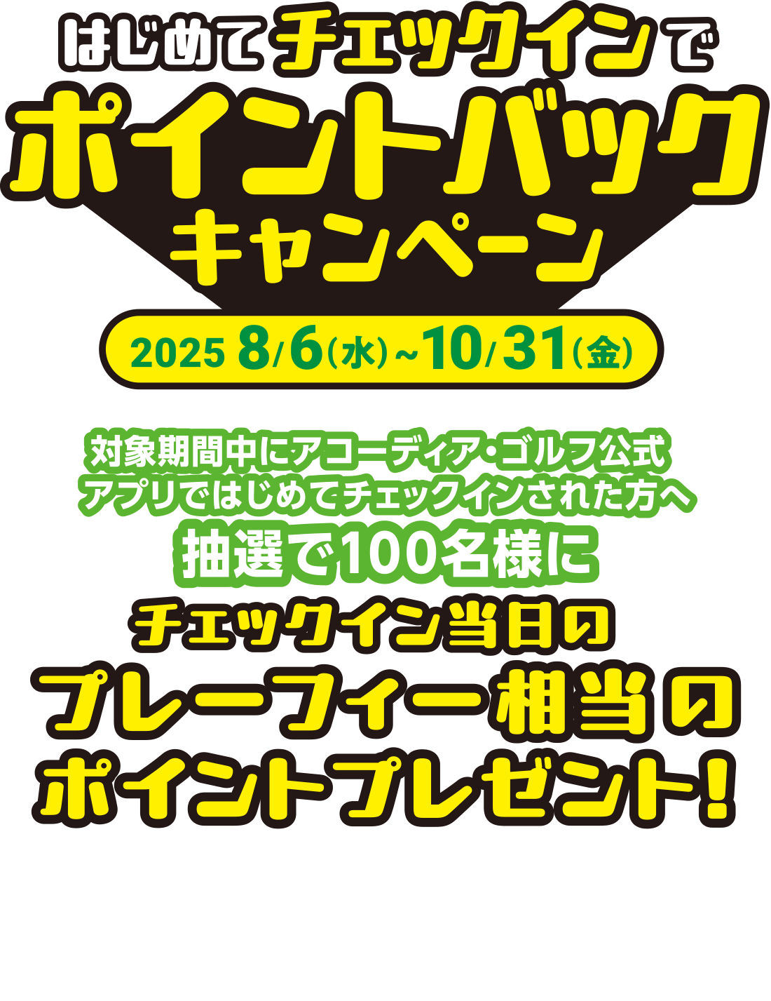 はじめてチェックインでポイントバックキャンペーン