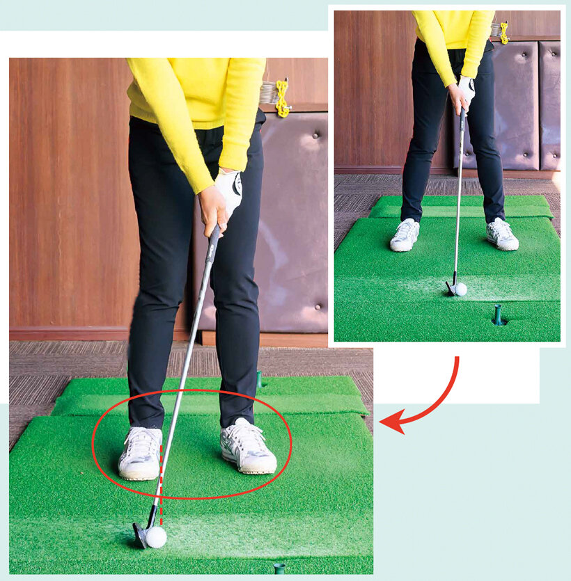 【林の中に入った時の打ち方①】ボールを右足内側の延長線上に置く