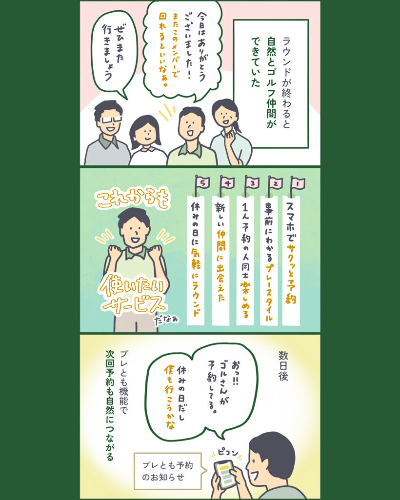 漫画でわかる、アコーディア・ゴルフの「一人予約サービス」