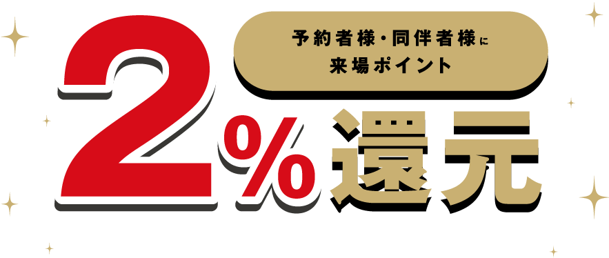 予約者・同伴者様に来場ポイント2％還元