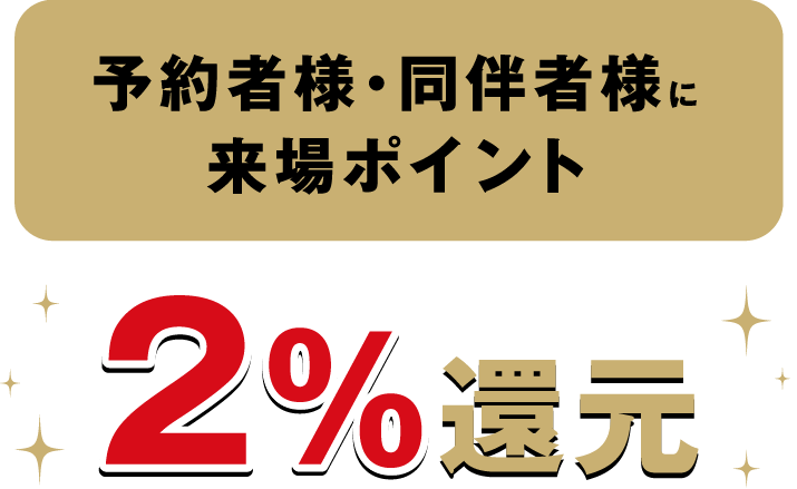 予約者・同伴者様に来場ポイント2％還元